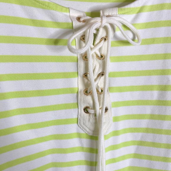 Juicy Couture Lime Green White Mini Dress Lace Up Tunic Size Small TShirt Dress - Picture 7 of 12